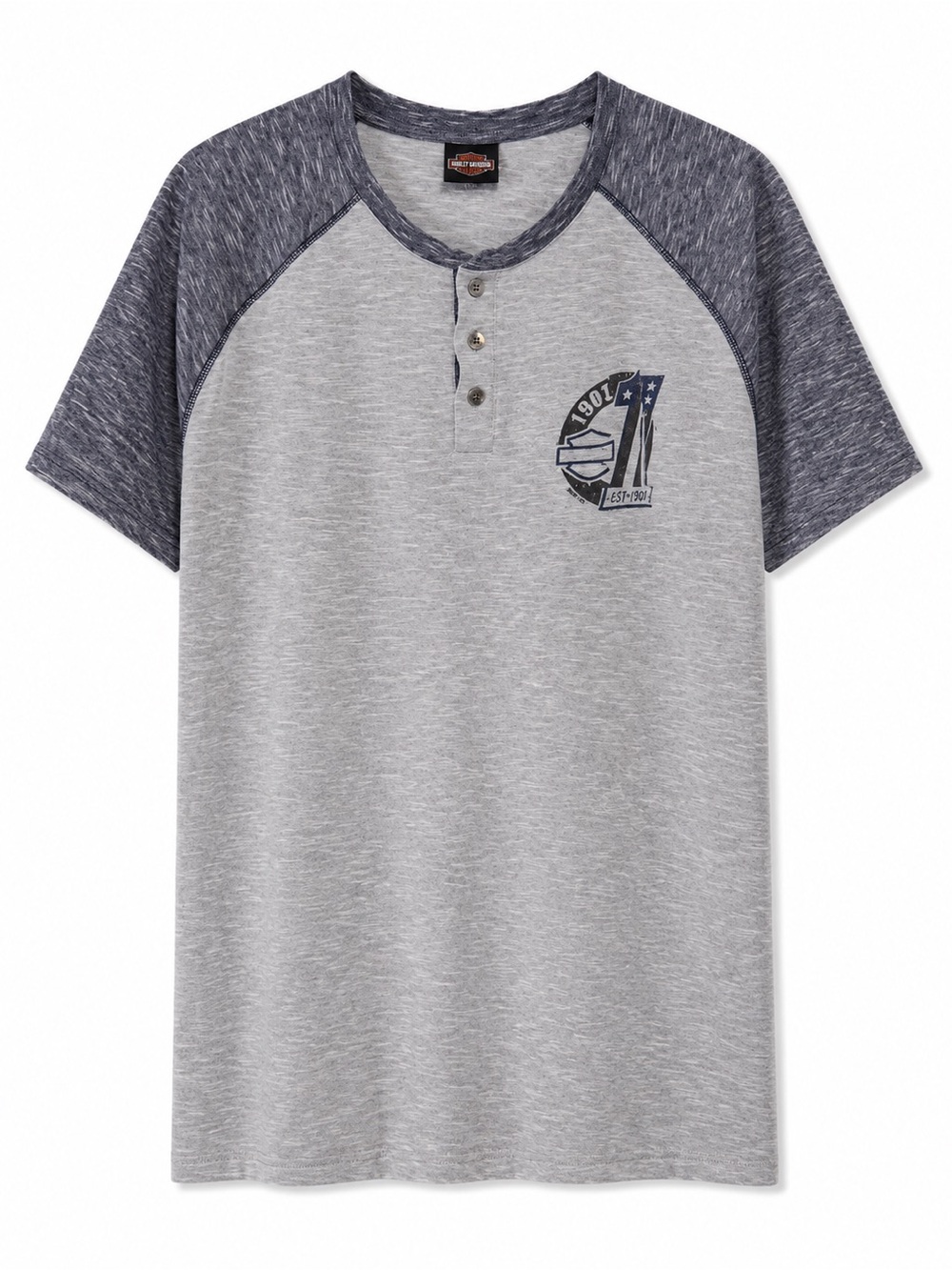 Harley-Davidson Las Vegas Nevada Henley T Shirt Mens 2XL Gray Raglan Graphic Tee